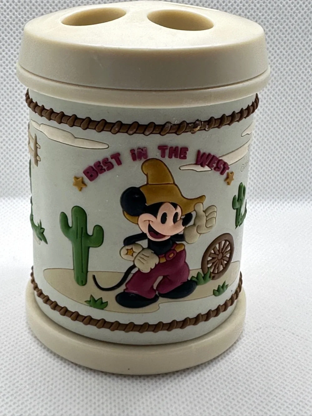 Mickey Mouse Retro Western Bath Set - Creamer Soap , Toothbrush, Drink Dishes